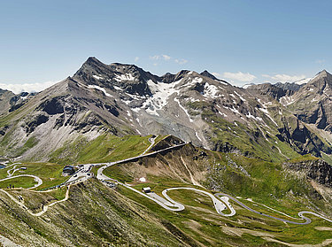 Grossglockner High Alpine Road - View from the Edelweiss Peak Grossglockner High Alpine Road - View from the Edelweiss Peak to the curved High Alpine Road