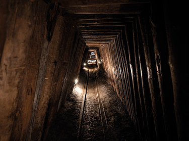 Salzwelten Salzburg - Mine Salzwelten Salzburg - View into an illuminated gallery in the mine